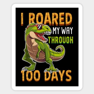 I Roared Through 100 Days Of School Dinosaur Gift Sticker